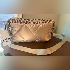 Zara Metallic Gold/Bronze Puffy Crossbody Bag-NWT